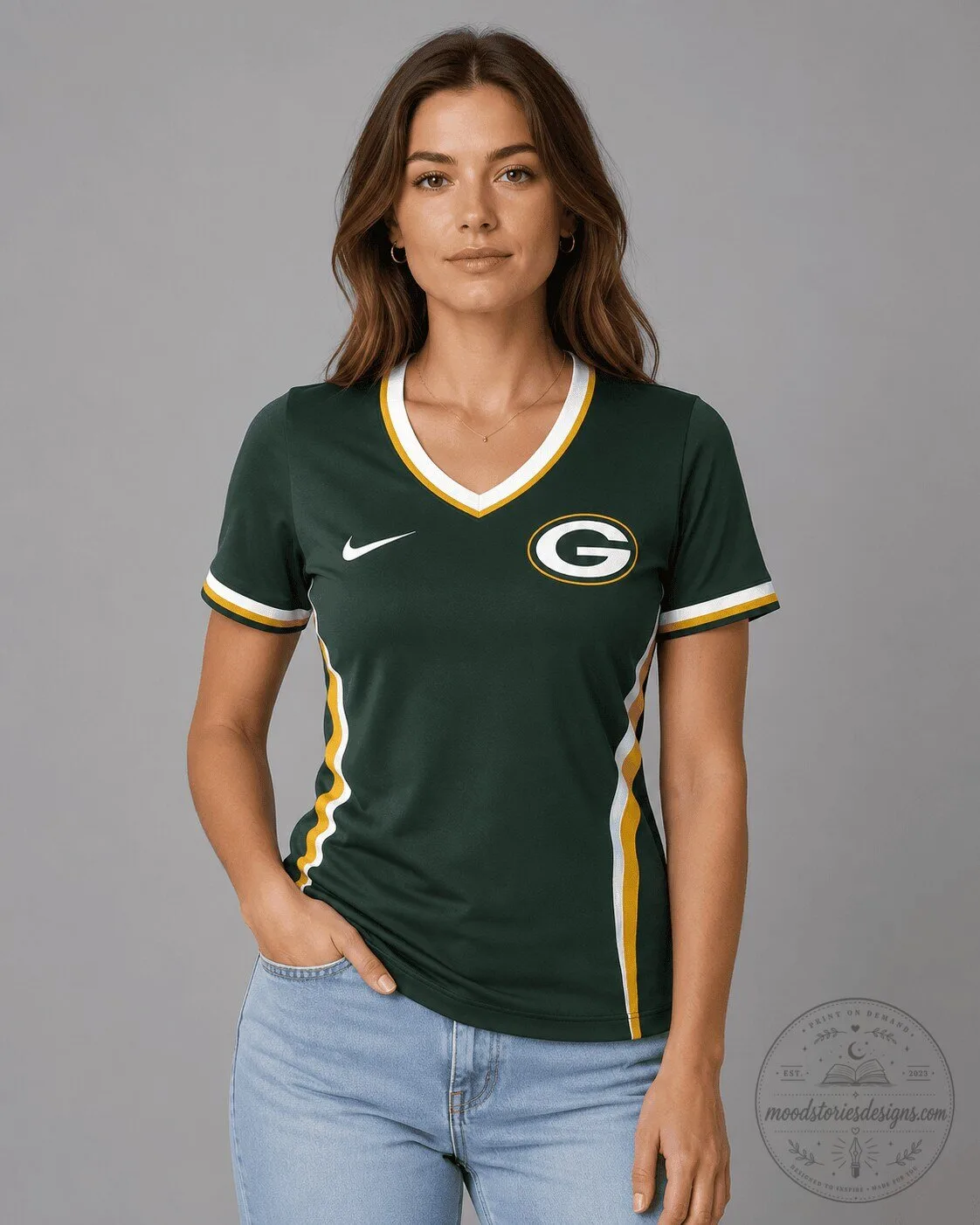 Green Bay Packers Women's Performance V-Neck Short Sleeve Football Jersey