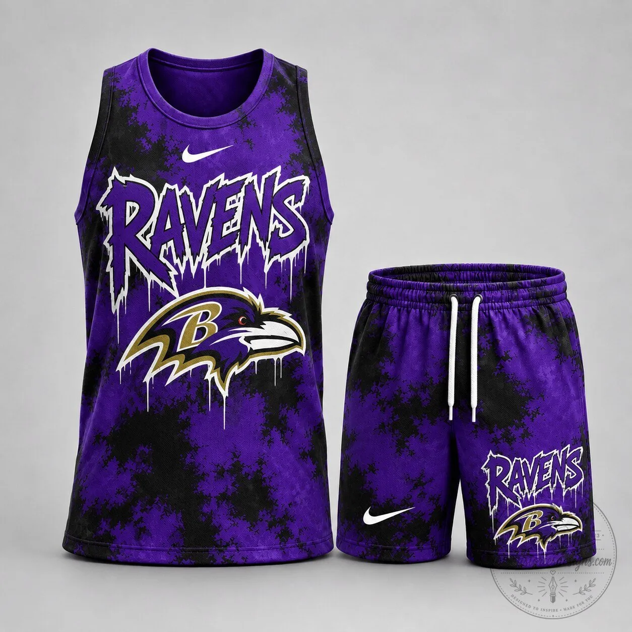 Baltimore Ravens Football Team Splash Dye Tank Top