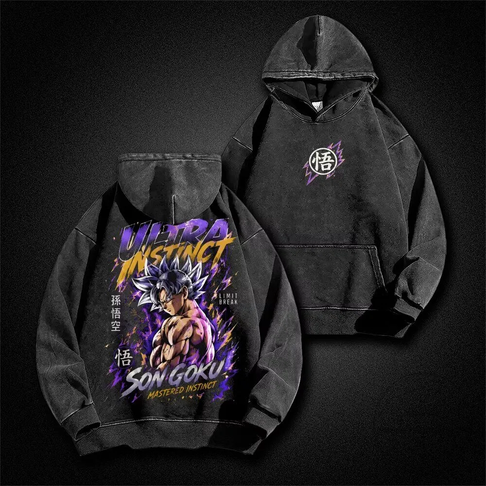 Dragon Ball Z Son Goku Ultra Instinct Mastered Washed Black Hoodie