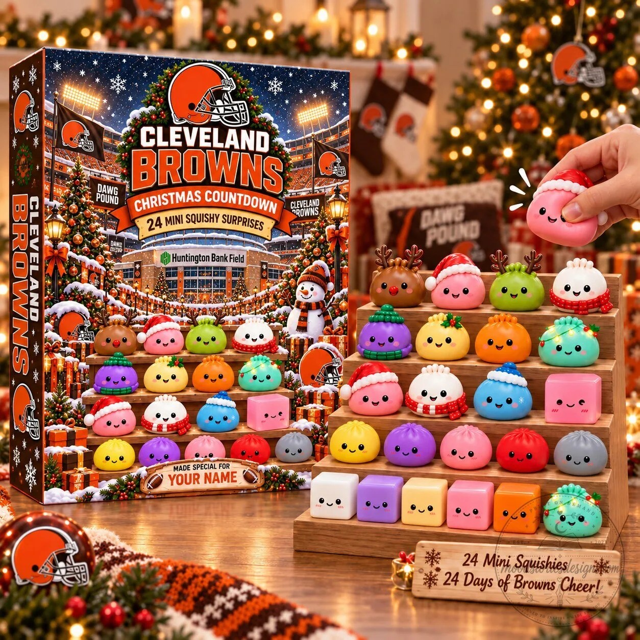 Cleveland Browns NFL Christmas Countdown 24 Mini Squishy Surprises Advent Calendar