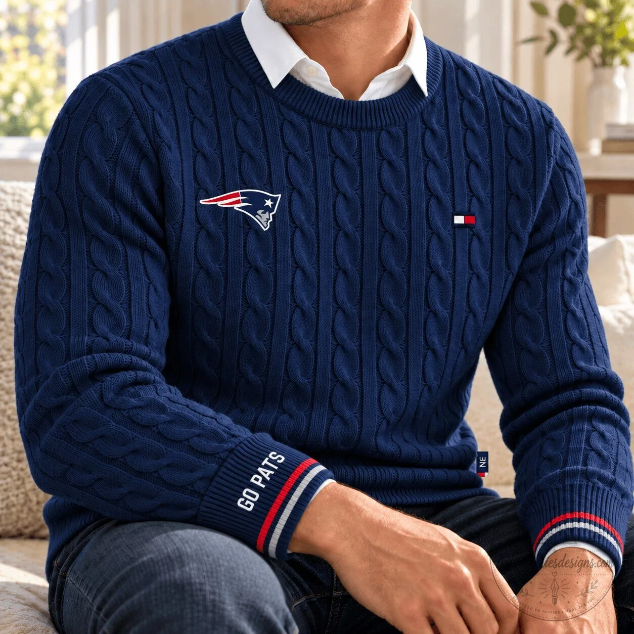 New England Patriots Cable Knit Sweater