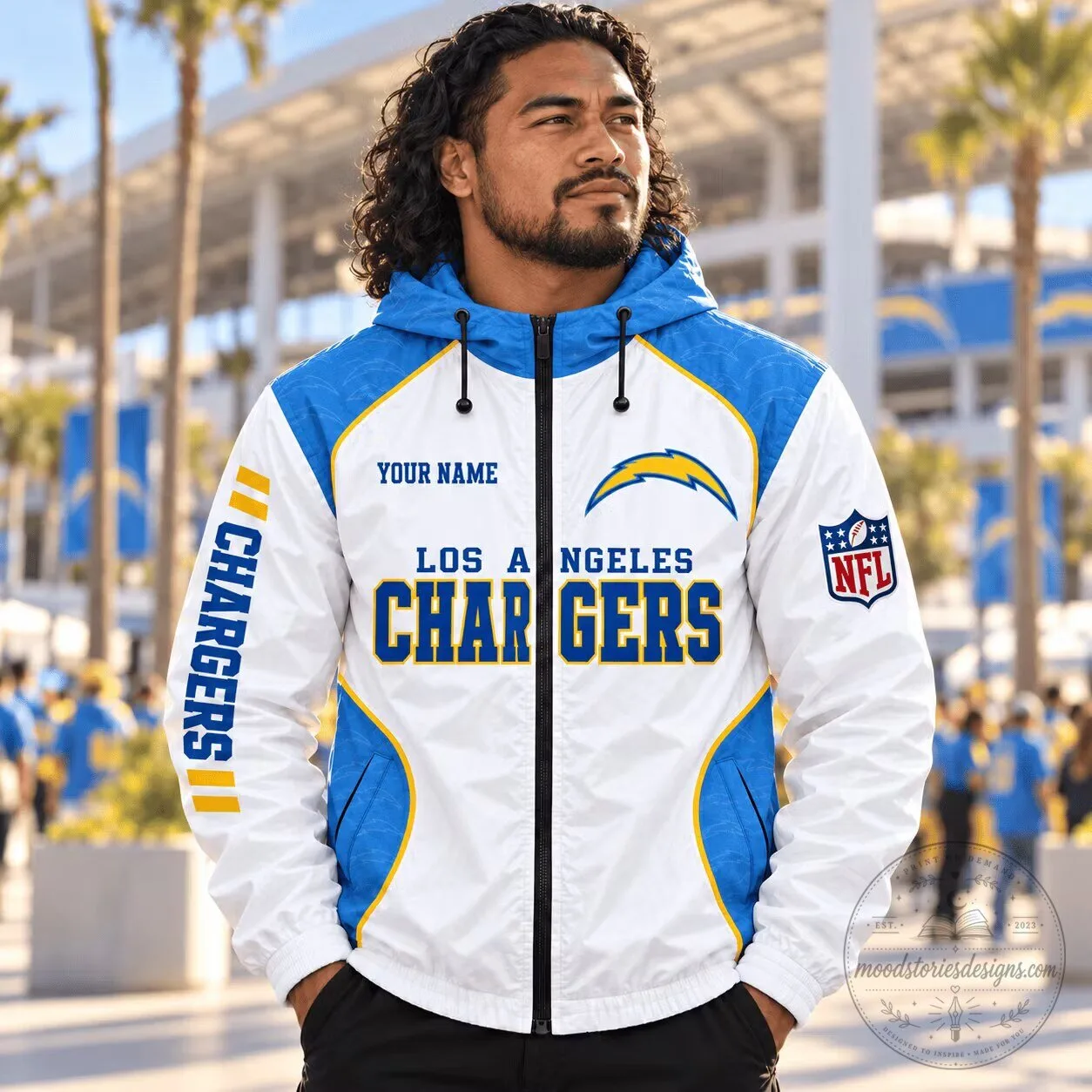 NFL Fan Gift Los Angeles Chargers Personalized Windbreaker Jacket
