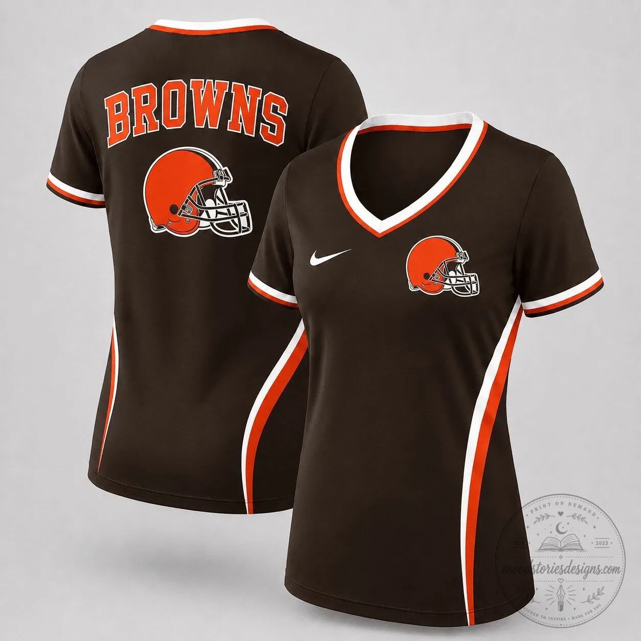 Cleveland Browns NFL Football Women's V-Neck Performance T-Shirt