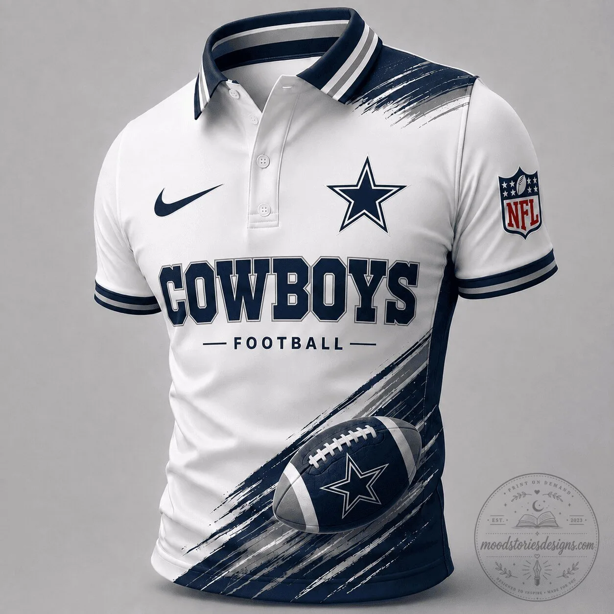 Dallas Cowboys Football Team Dynamic Gridiron Style Polo Shirt