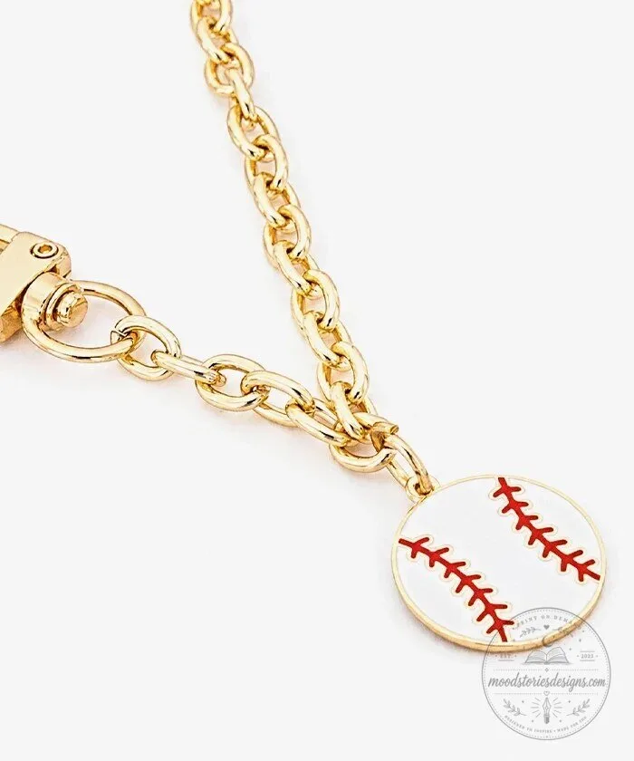 Miami Marlins Baseball Charm Gold Tone Chain with Lobster Clasps 16 Miami Marlins Baseball Charm Gold Tone Chain with Lobster Clasps