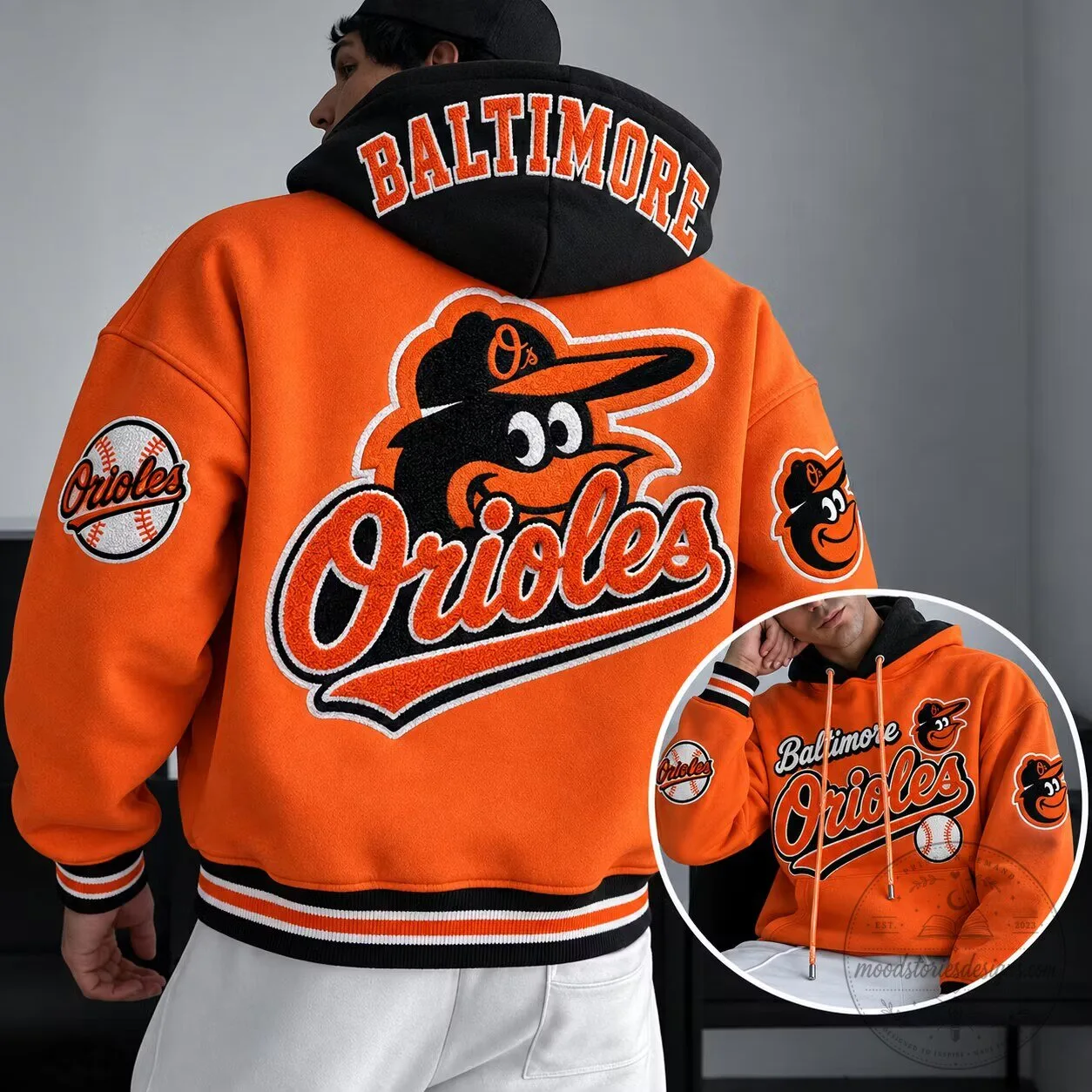 Baltimore Orioles Baseball Team Logo Orange Oversized Hoodie