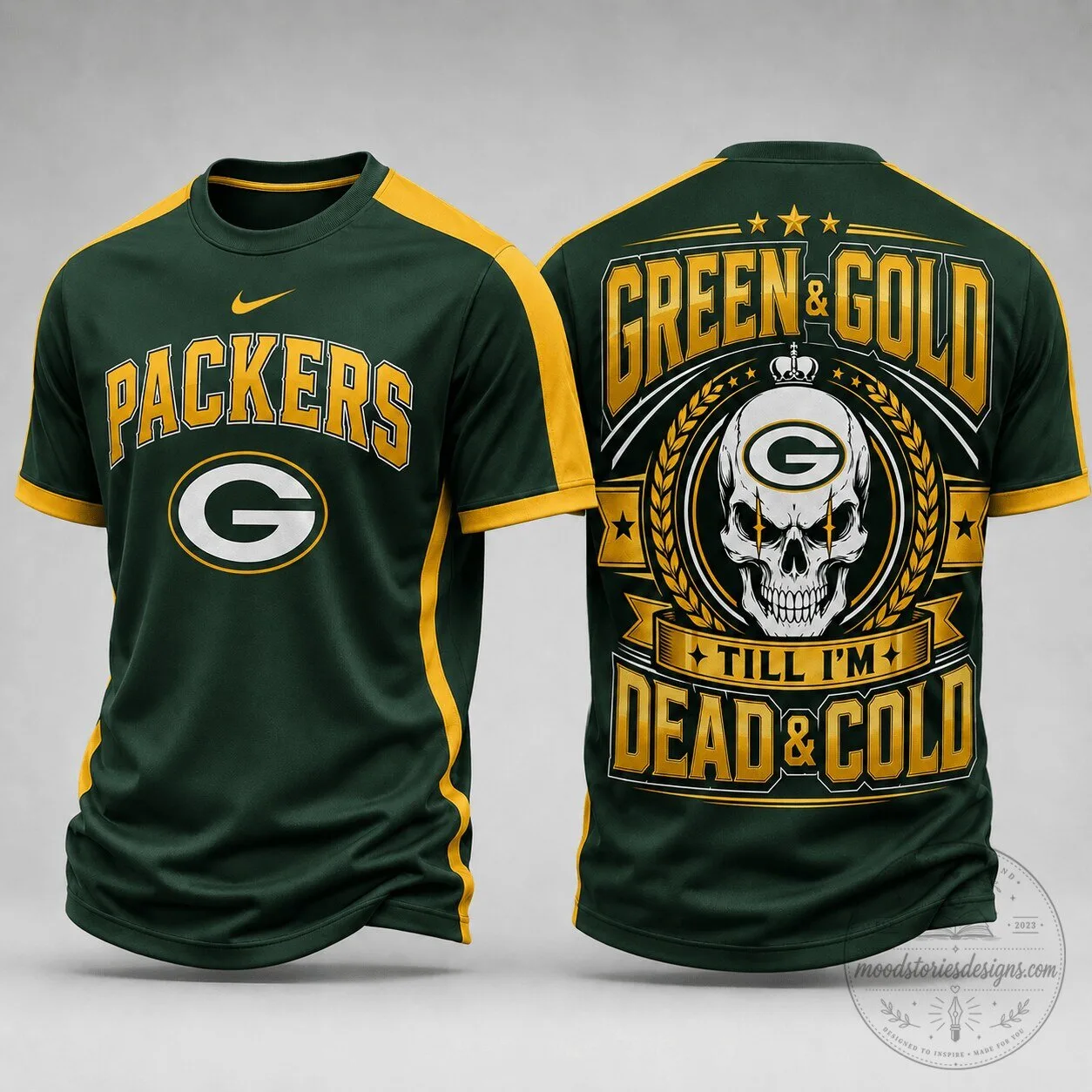 Green Bay Packers NFL Fan Shirt, Till I'm Dead And Cold Skull Design T-Shirt 1 Green Bay Packers NFL Fan Shirt, Till I'm Dead And Cold Skull Design T-Shirt