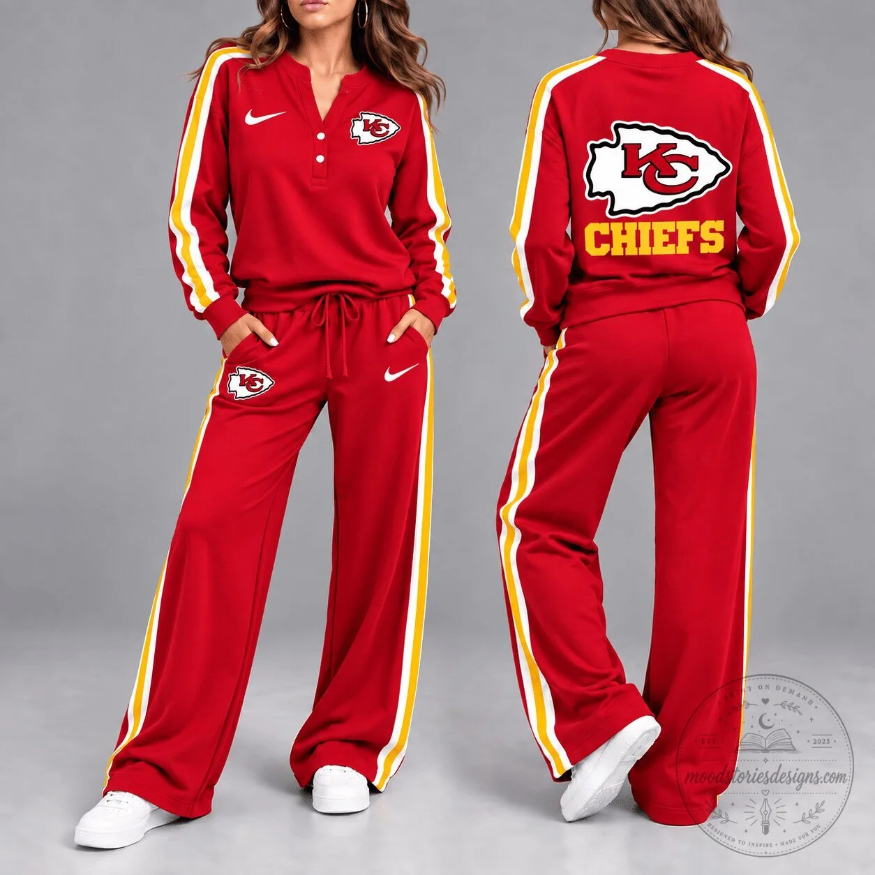 Kansas City Chiefs Women's Red Pullover Top and Wide Leg Pants Set