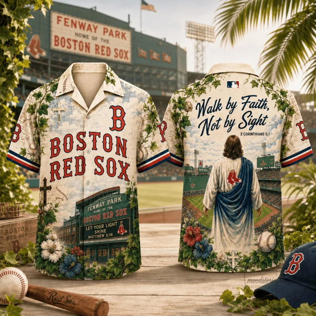 Boston Red Sox Baseball Walk By Faith Not By Sight Hawaiian Shirt Boston Red Sox Baseball Walk By Faith Not By Sight Hawaiian Shirt