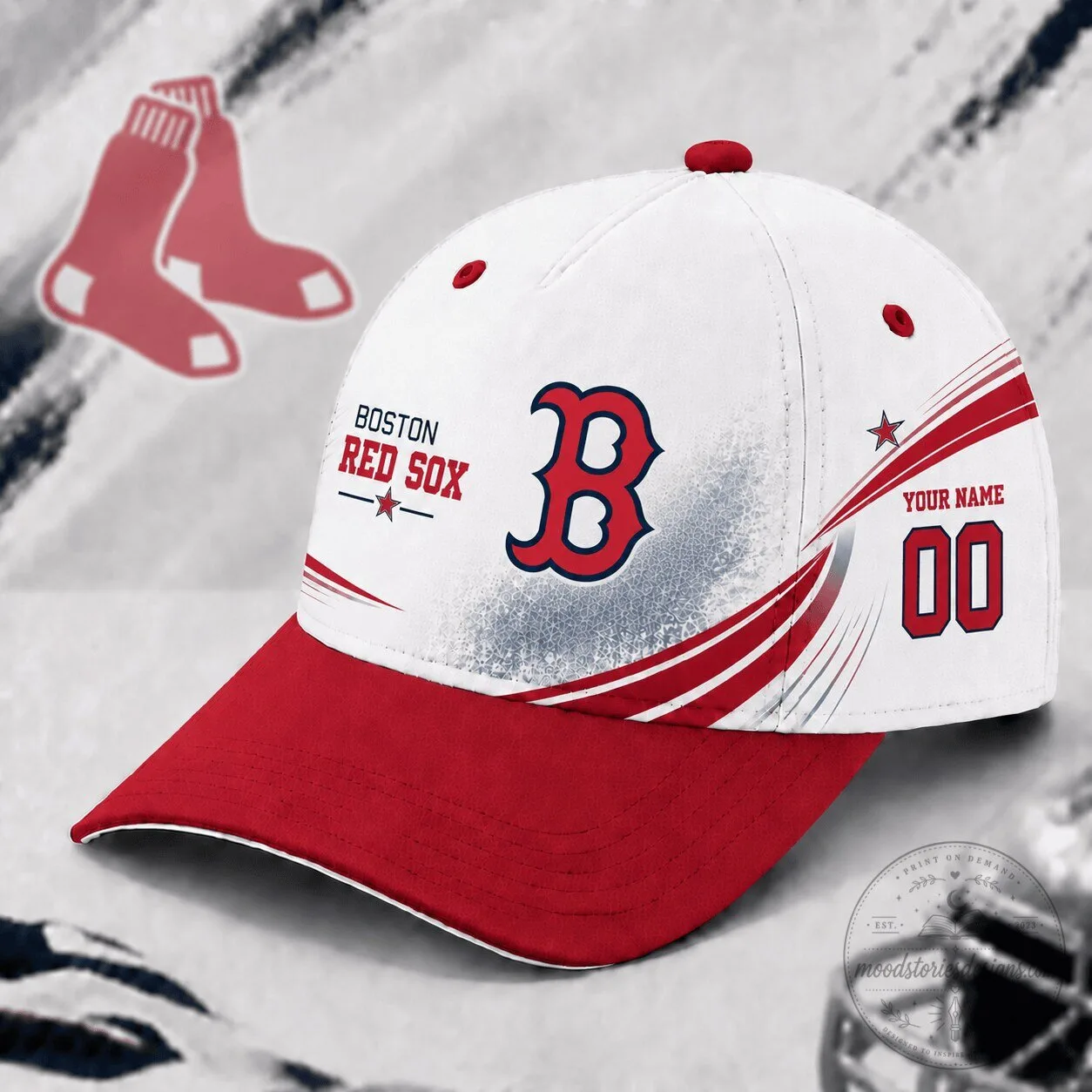 Boston Red Sox Baseball Personalized Custom Name and Number Cap Hat