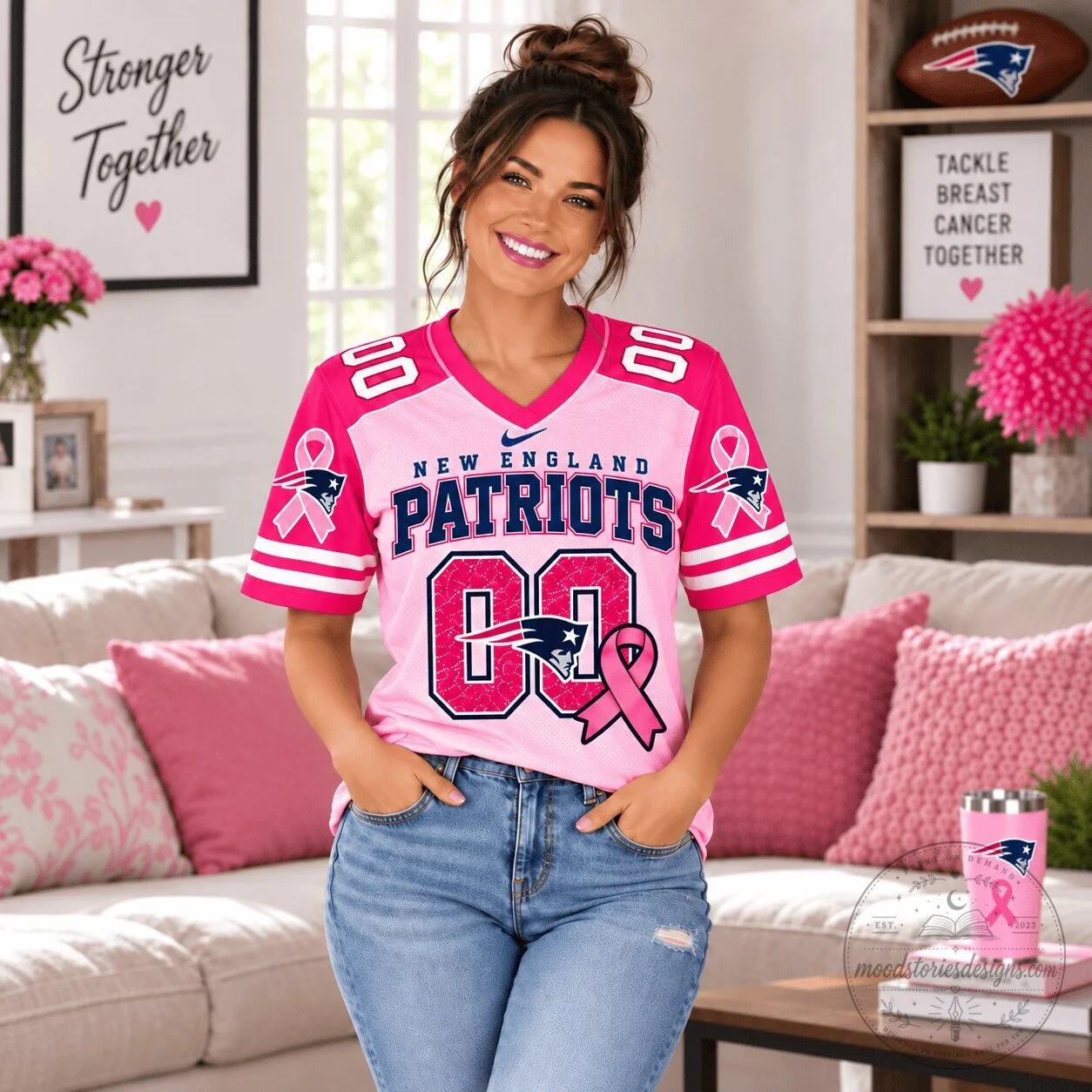 New England Patriots Tackle Breast Cancer Pink Football Jersey