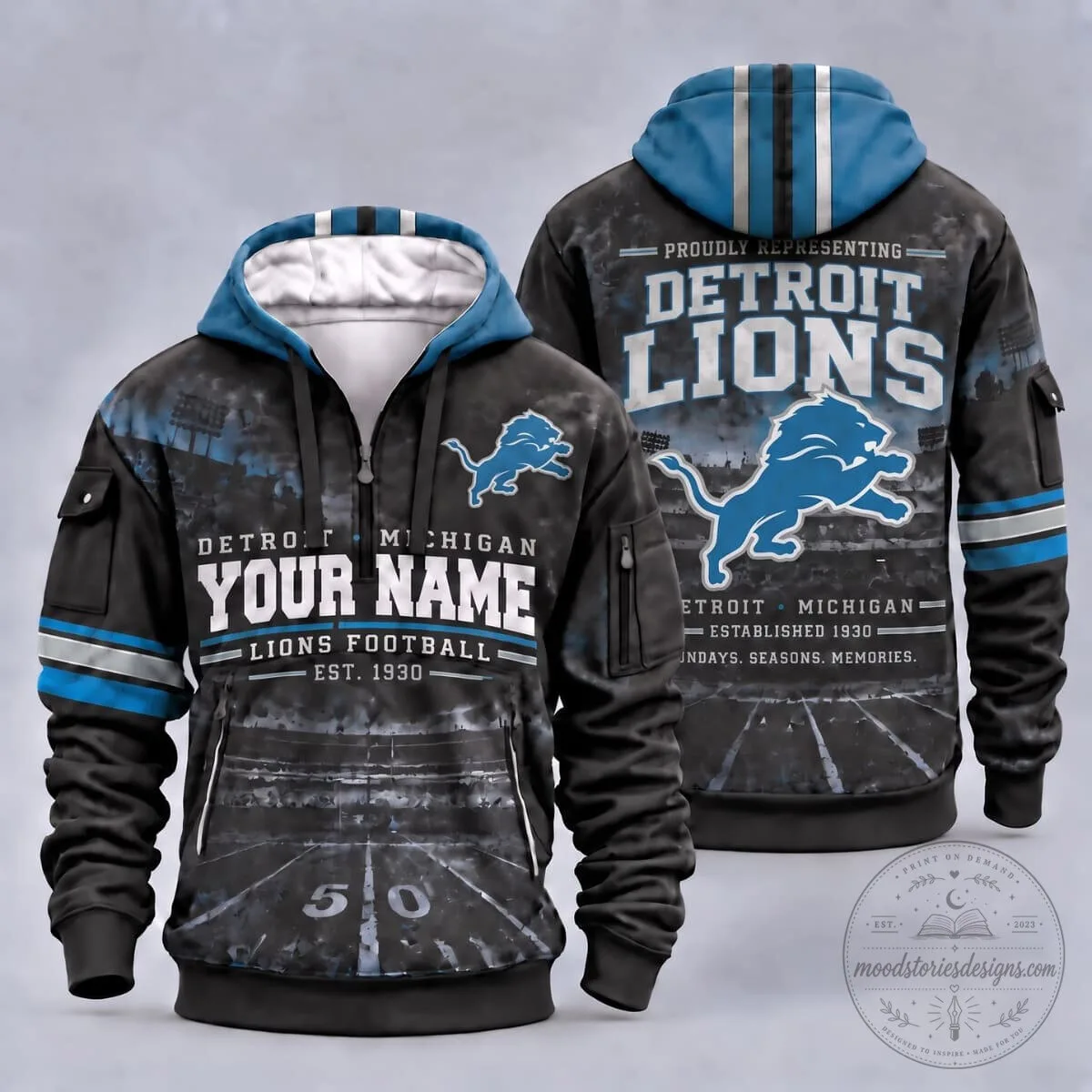 Detroit Lions Fan Personalized Football Team Hoodie