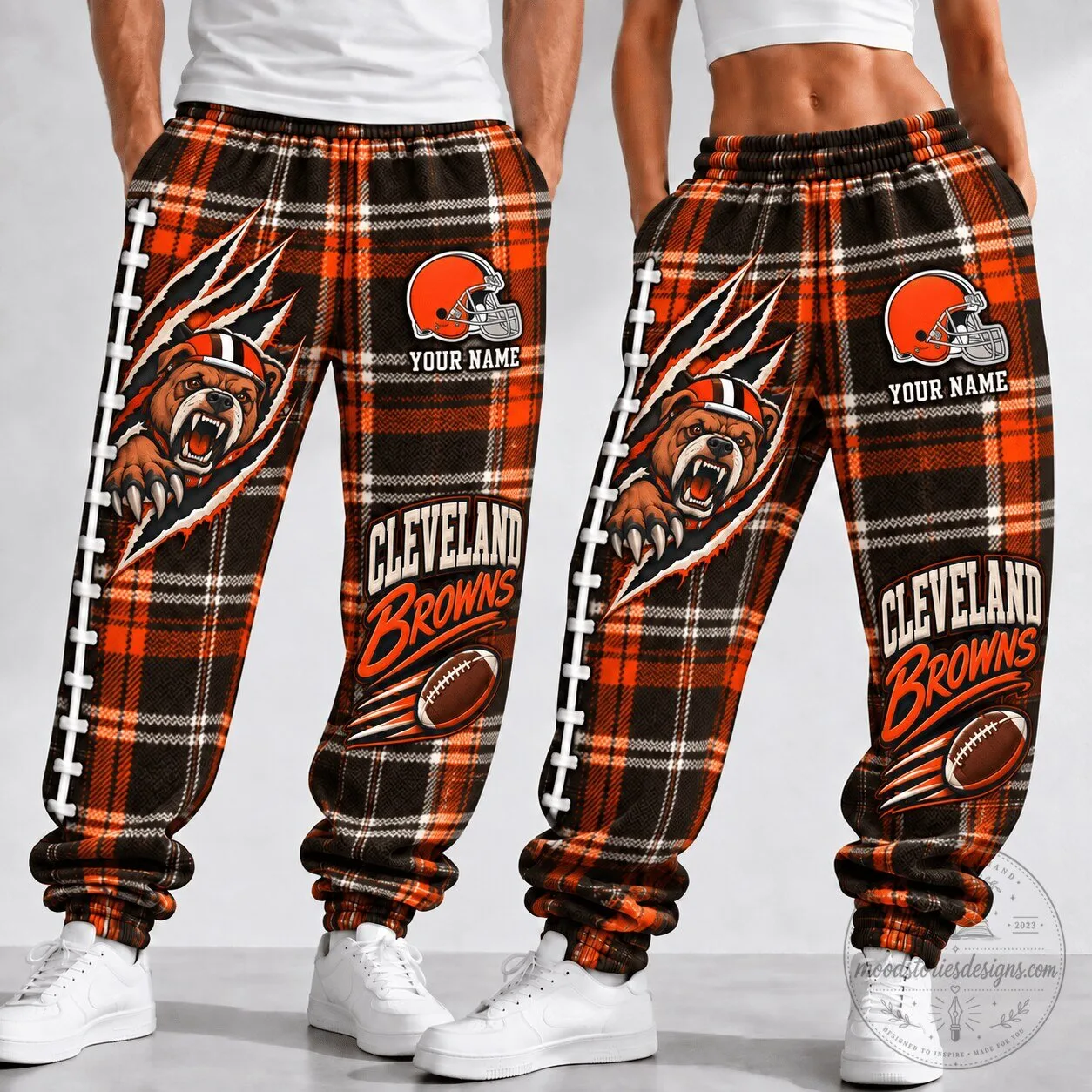 Cleveland Browns Plaid Football Team Custom Name Sports Fan Pants