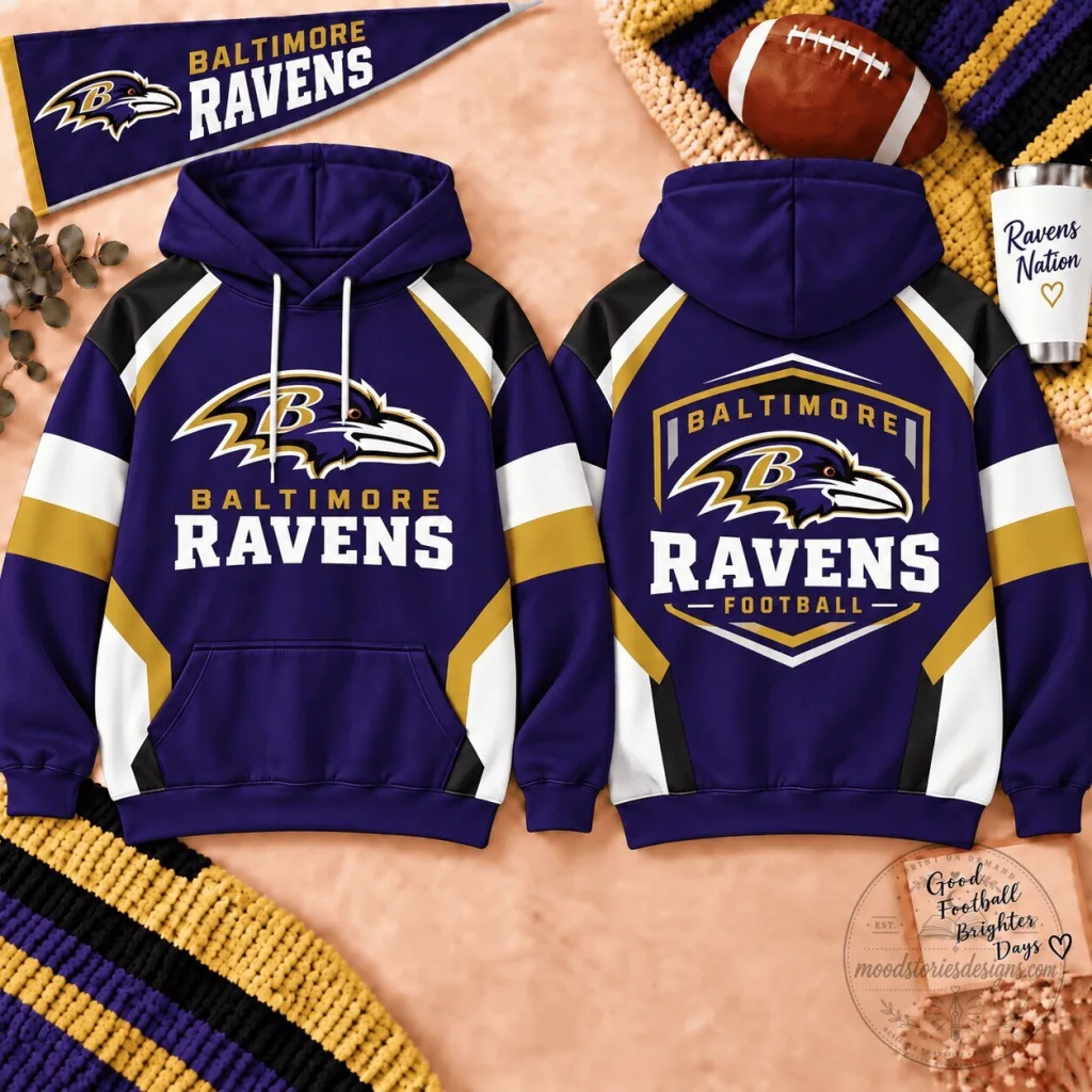 Baltimore Ravens Football Team Shield Color Block Hoodie for Men and Women Baltimore Ravens Football Team Shield Color Block Hoodie for Men and Women