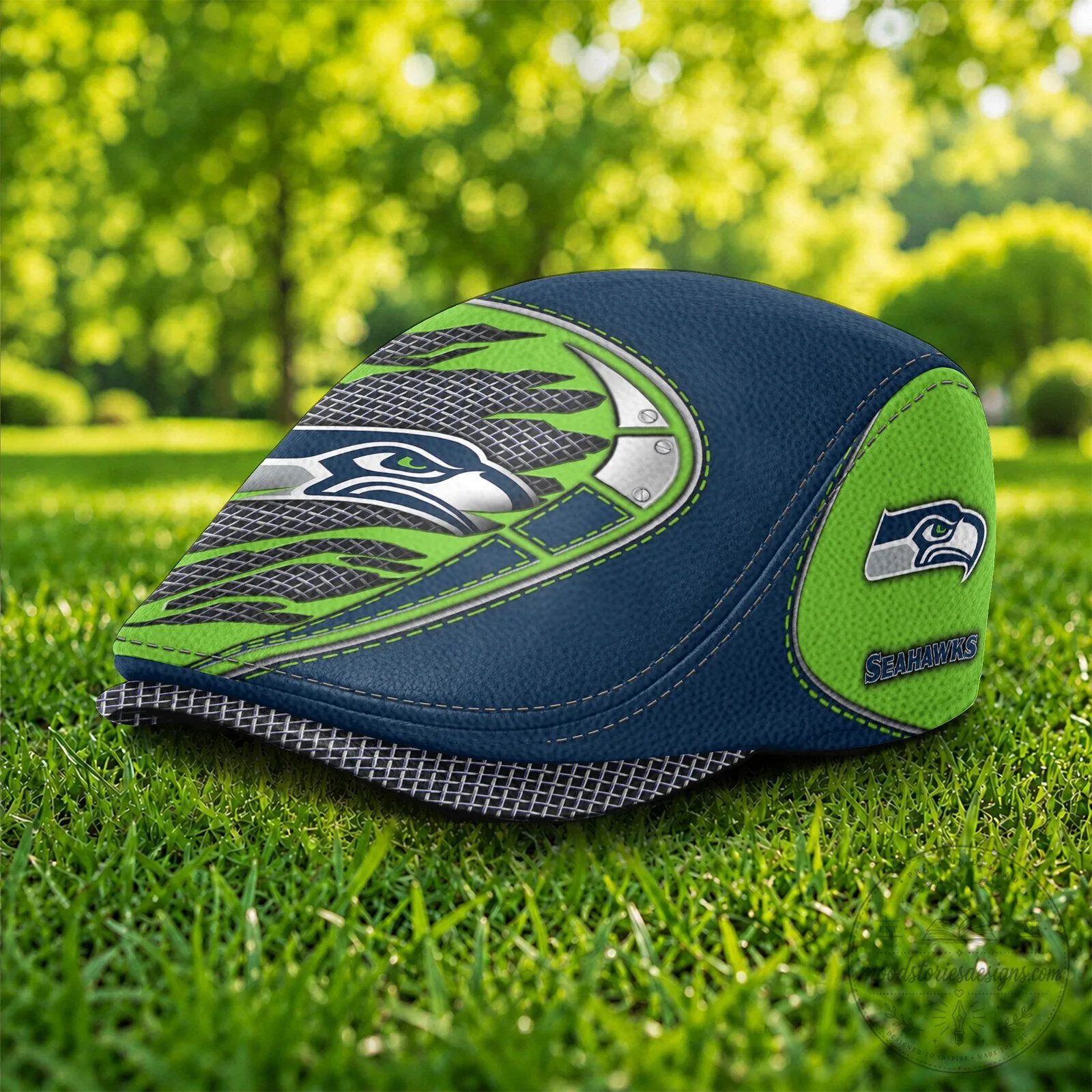 Seattle Seahawks NFL Football Team Green and Blue Flat Cap Hat