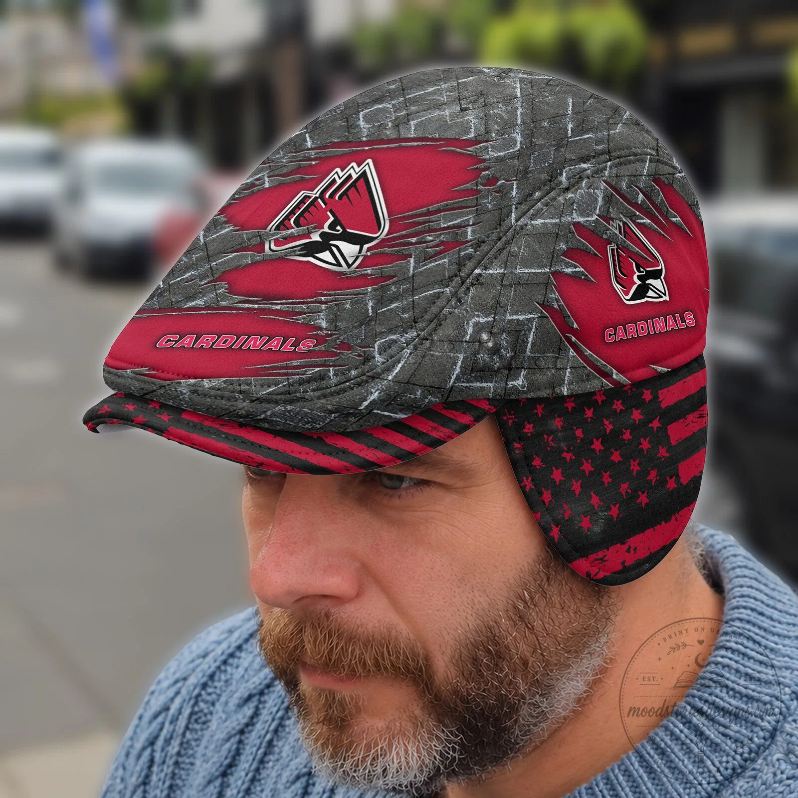 NCAA Foldable Ear Flaps Flat Cap for Ball State Cardinals
