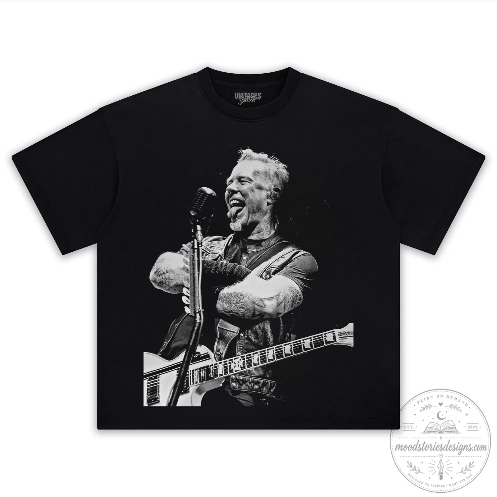 James Hetfield Metallica Live Performance Black and White T-Shirt