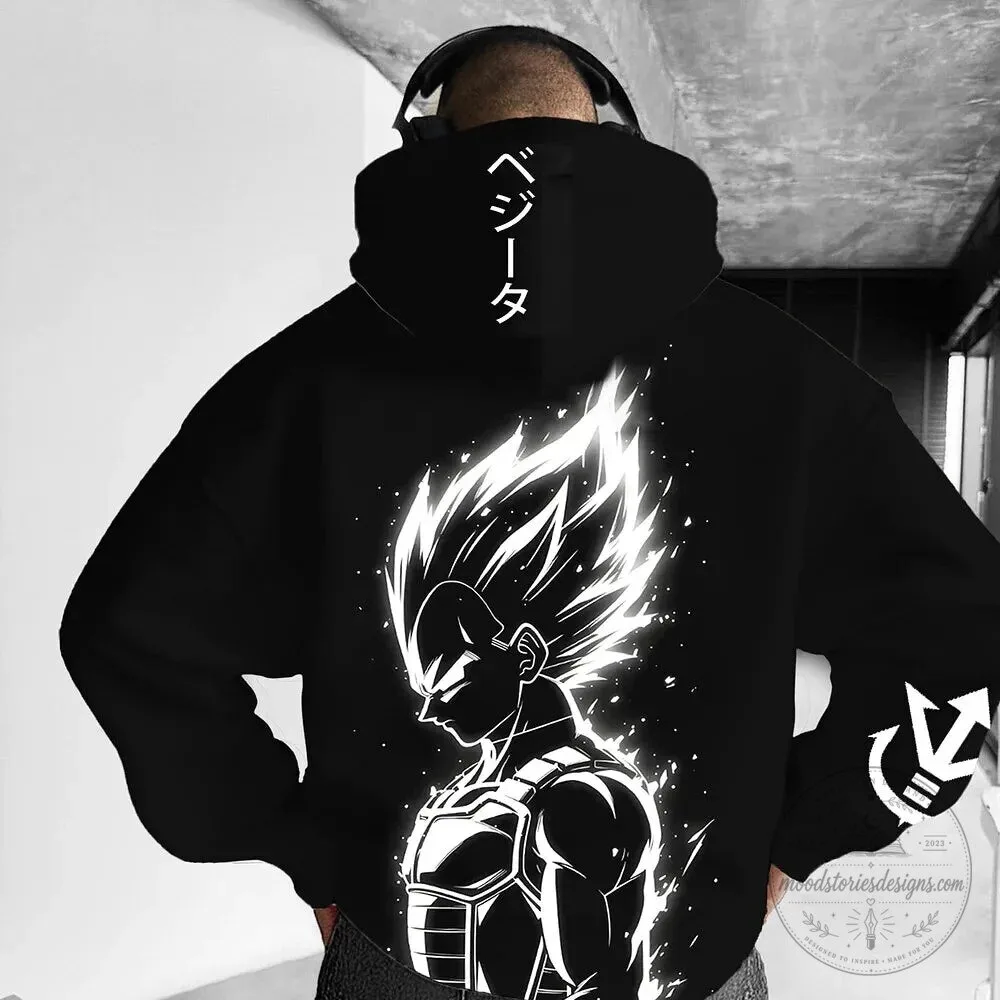 Vegeta Super Saiyan Black Hoodie with Dragon Ball Z Anime Graphic
