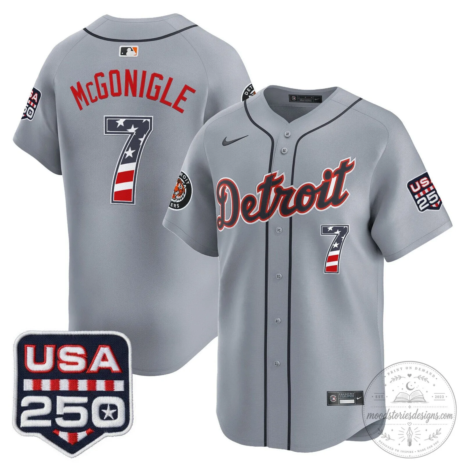 Fourth of July Detroit Tigers McGonigle Number 7 Baseball Jersey