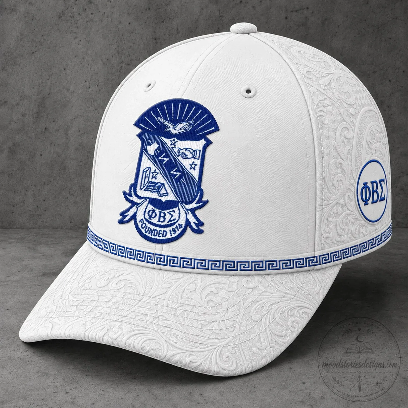Phi Beta Sigma Fraternity Crest White Embroidered Cap Hat