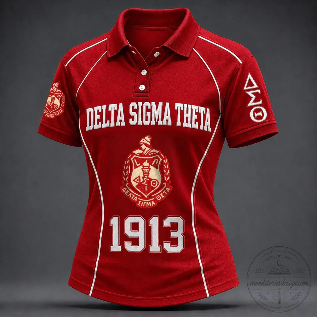 Delta Sigma Theta Sorority 1913 Founders Day Red Polo Shirt Delta Sigma Theta Sorority 1913 Founders Day Red Polo Shirt