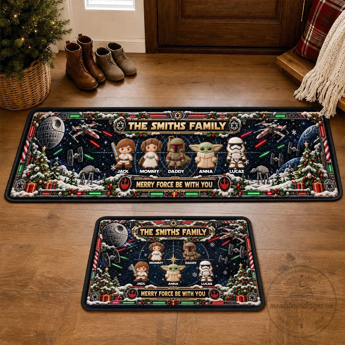 Star Wars Christmas Family Personalized Doormat with Merry Force Be With You 1 Star Wars Christmas Family Personalized Doormat with Merry Force Be With You