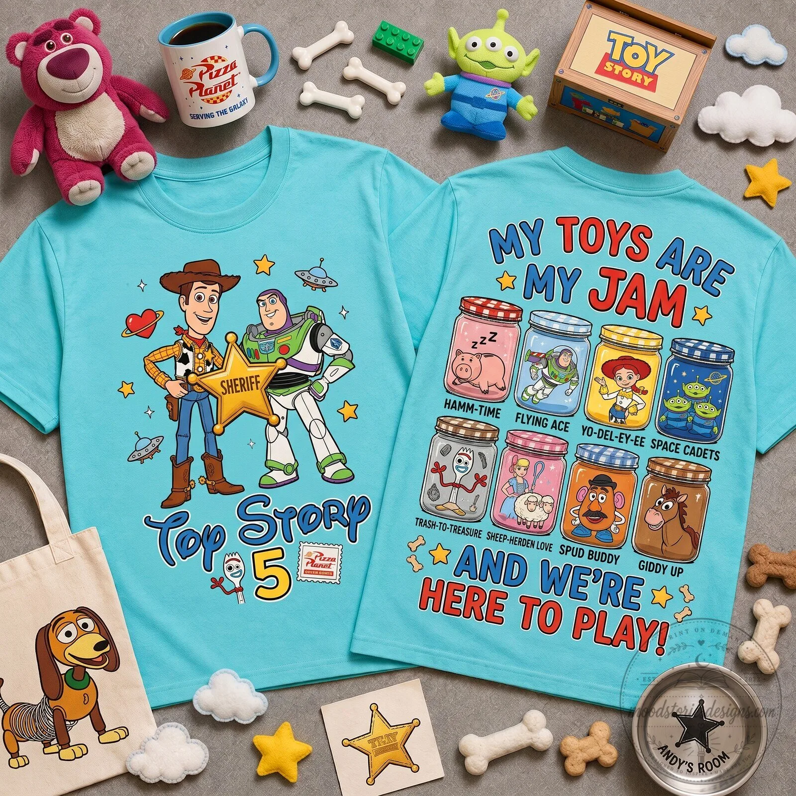 Toy Story 5 My Toys Are My Jam Sheriff Woody Buzz Lightyear T-Shirt