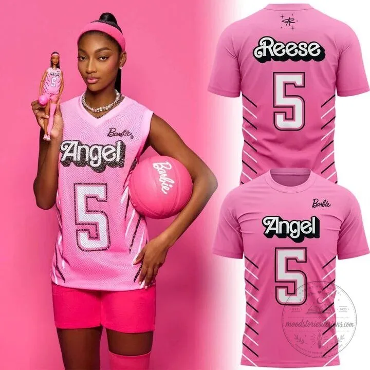 Pink Game Day Apparel featuring Angel Reese's Barbie Basketball Jersey, Number 5