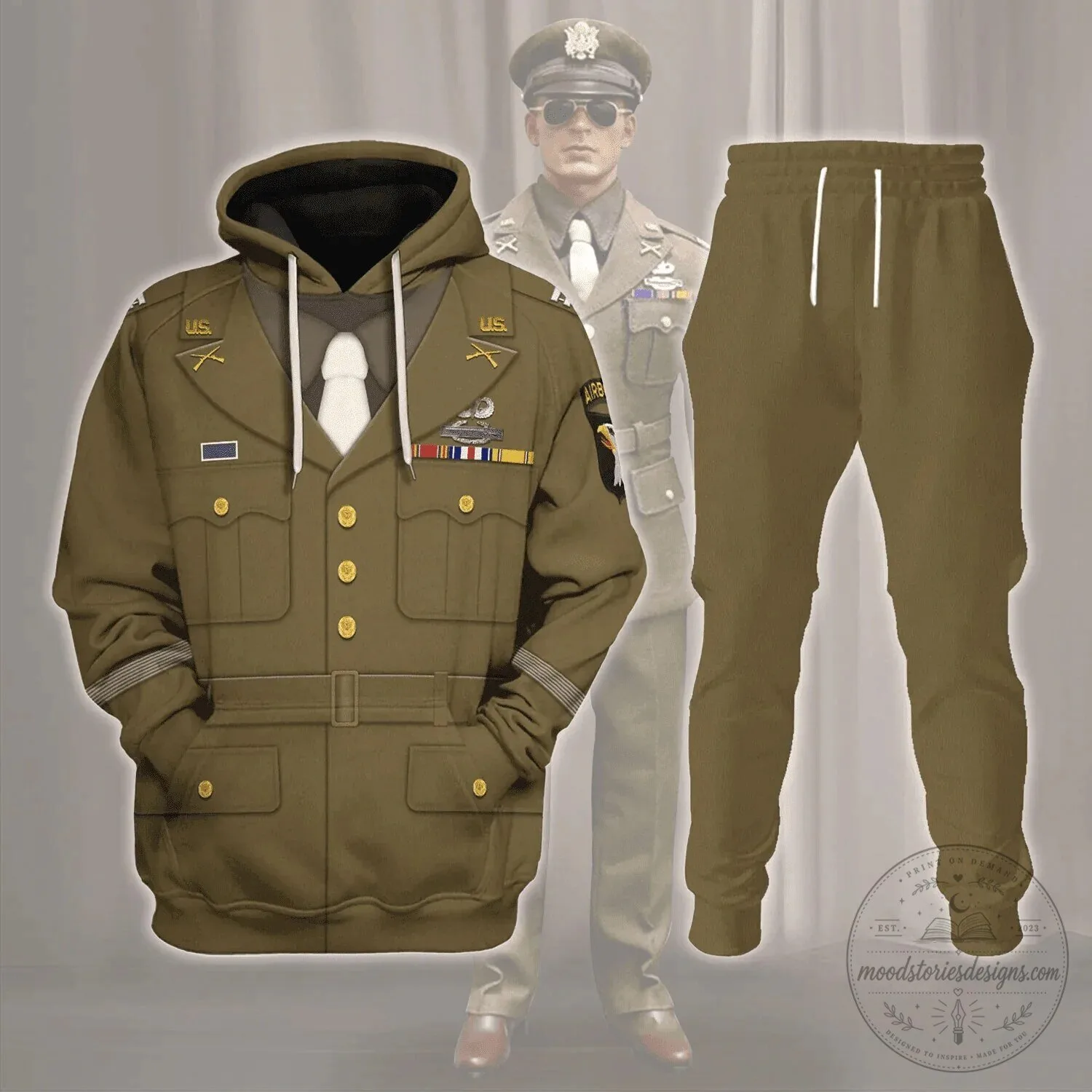 United States General World War II Costume Military Uniform Hoodie