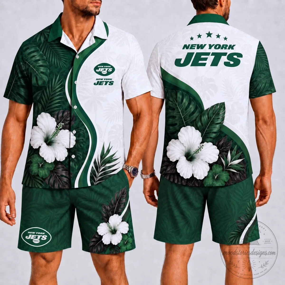 New York Jets Fan Shirt Tropical Hibiscus Hawaiian Shirt