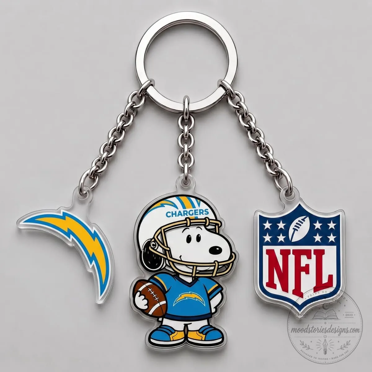 Los Angeles Chargers Snoopy National Football League Triple Charm Keychain
