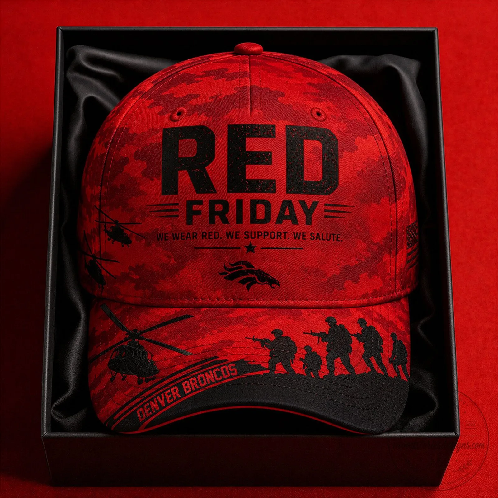Red Friday Denver Broncos Military Support Camouflage Cap Hat