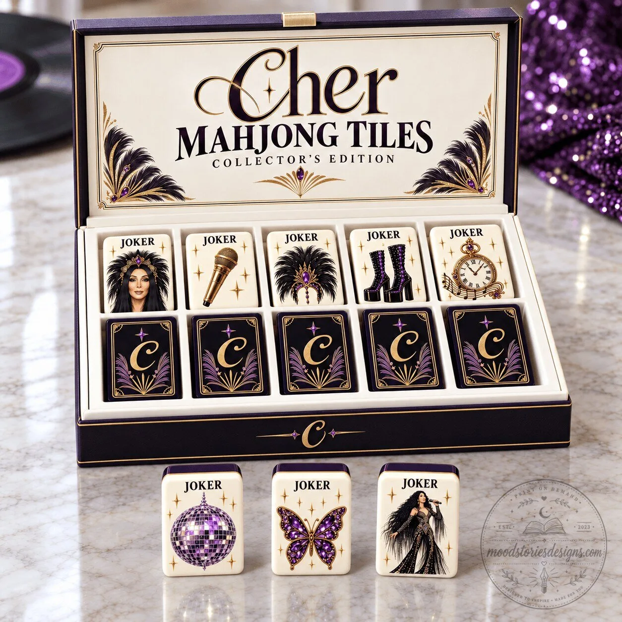 Cher Mahjong Tiles Collector's Edition Game Set with Custom Artwork