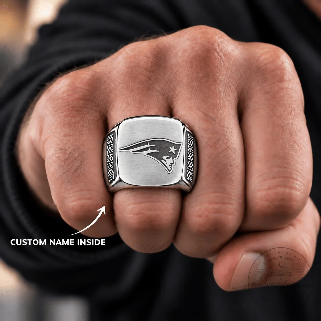 New England Patriots NFL Football Team Custom Engraved Ring