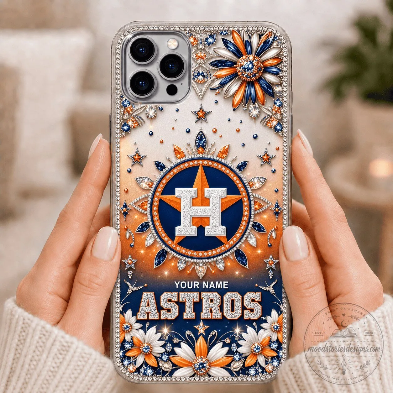 Houston Astros Baseball Team Personalized Bling Phone Case