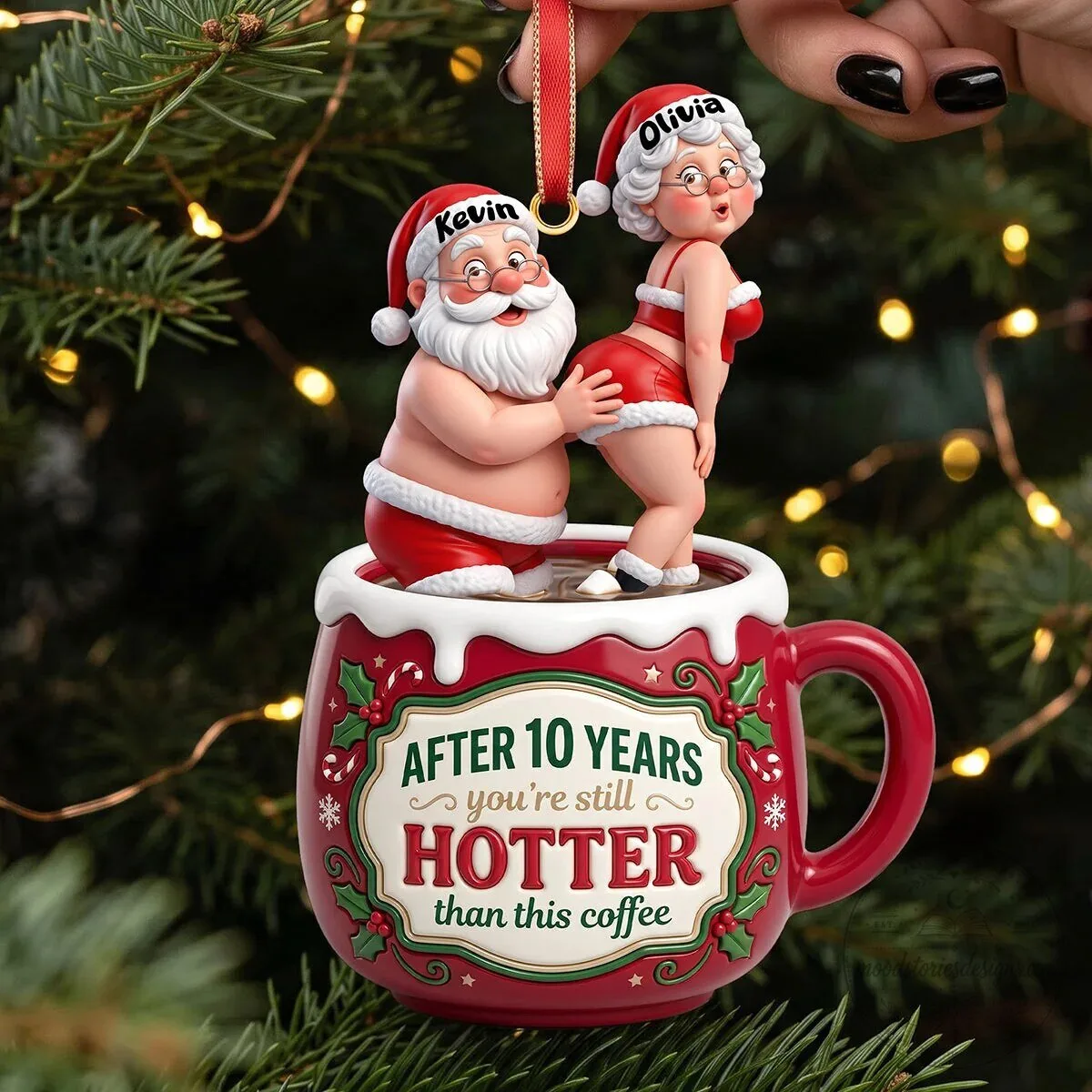 Personalized Couple Christmas After 10 Years Hotter Than This Coffee Ornament 2 Personalized Couple Christmas After 10 Years Hotter Than This Coffee Ornament