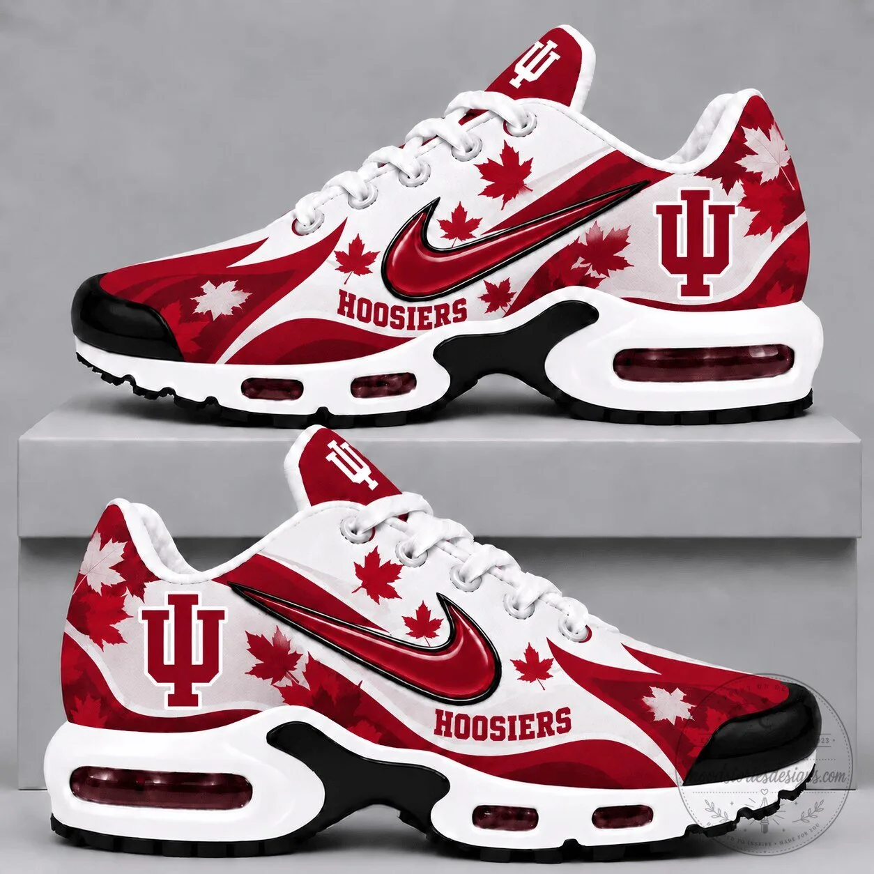 Indiana Hoosiers NCAA Team Maple Leaves Pattern Sneakers 5 Indiana Hoosiers NCAA Team Maple Leaves Pattern Sneakers