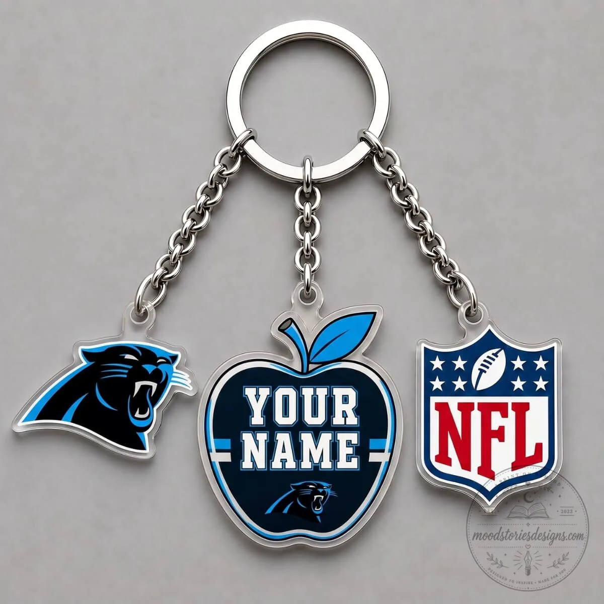 Carolina Panthers National Football League Triple Charm Keychain 3 Carolina Panthers National Football League Triple Charm Keychain