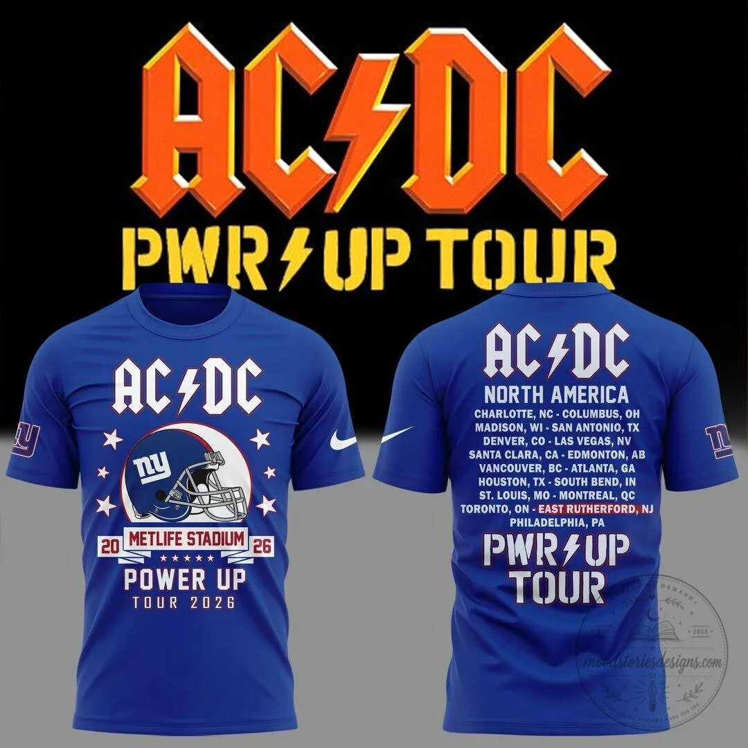 AC/DC Power Up Tour 2026 New York Giants Football Team T-Shirt