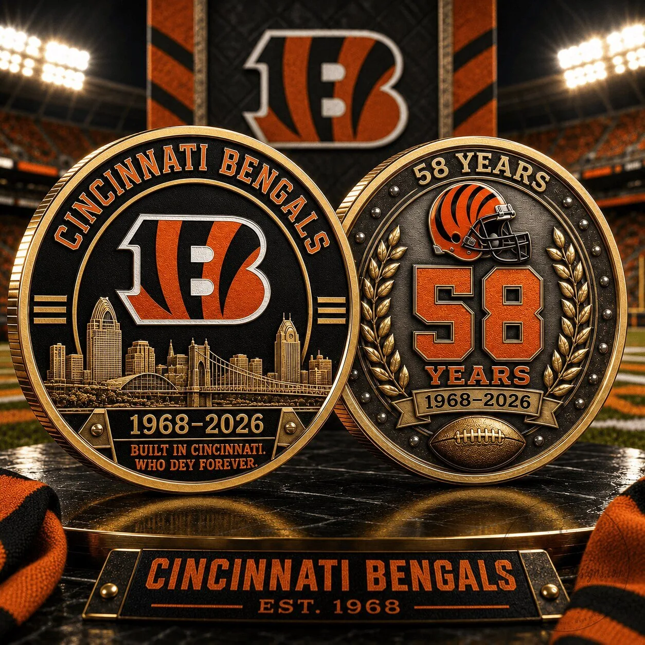 Cincinnati Bengals 58th Anniversary Commemorative Football Coin 5 Cincinnati Bengals 58th Anniversary Commemorative Football Coin