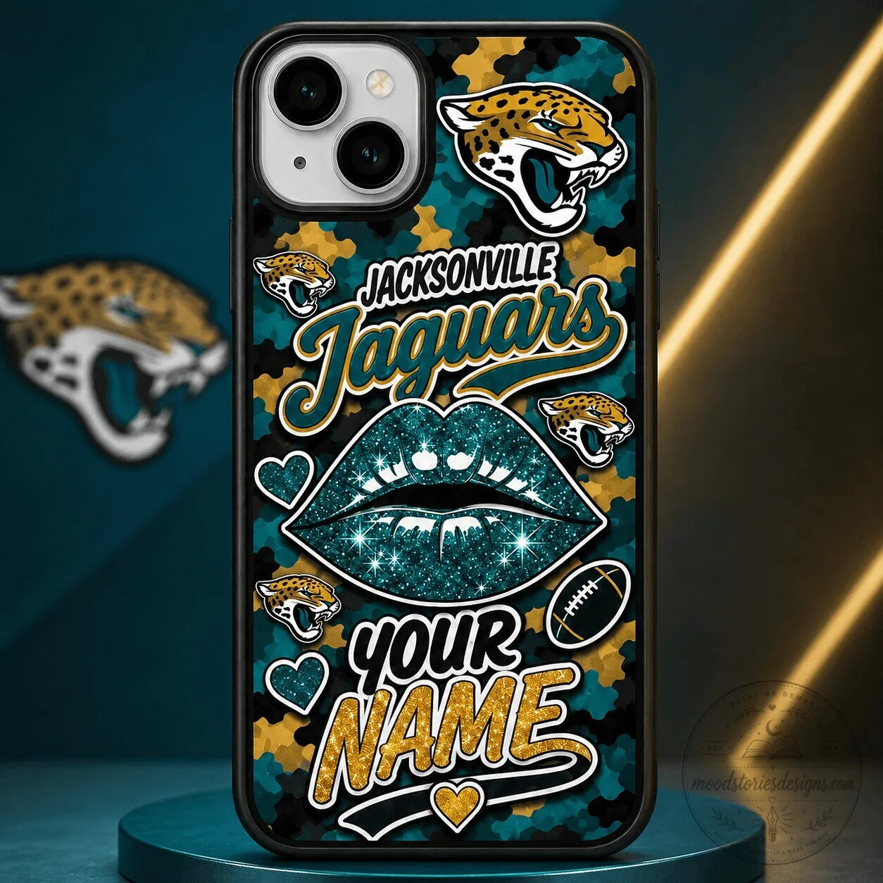 Jacksonville Jaguars Personalized Glitter Lips Football Fan Phone Case