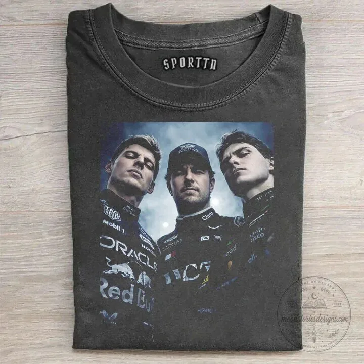 Max Verstappen, Sergio Perez, and Oscar Piastri Formula One Racing T-Shirt