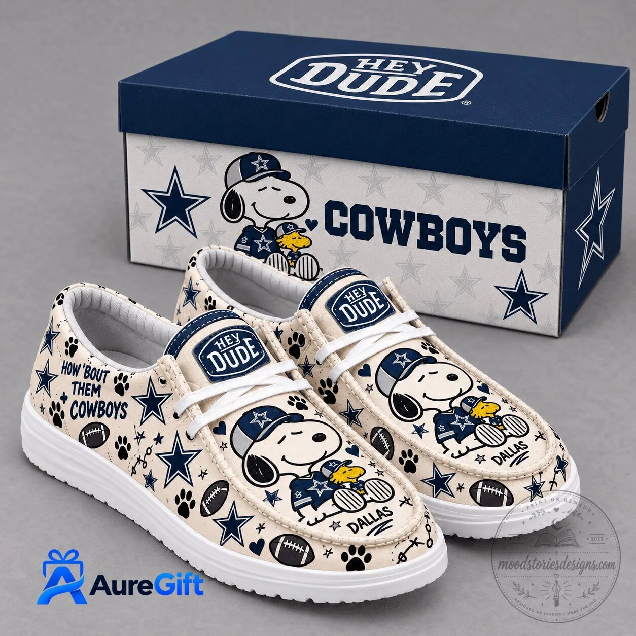 Snoopy Dallas Cowboys Football Team Fan Hey Dude Shoes