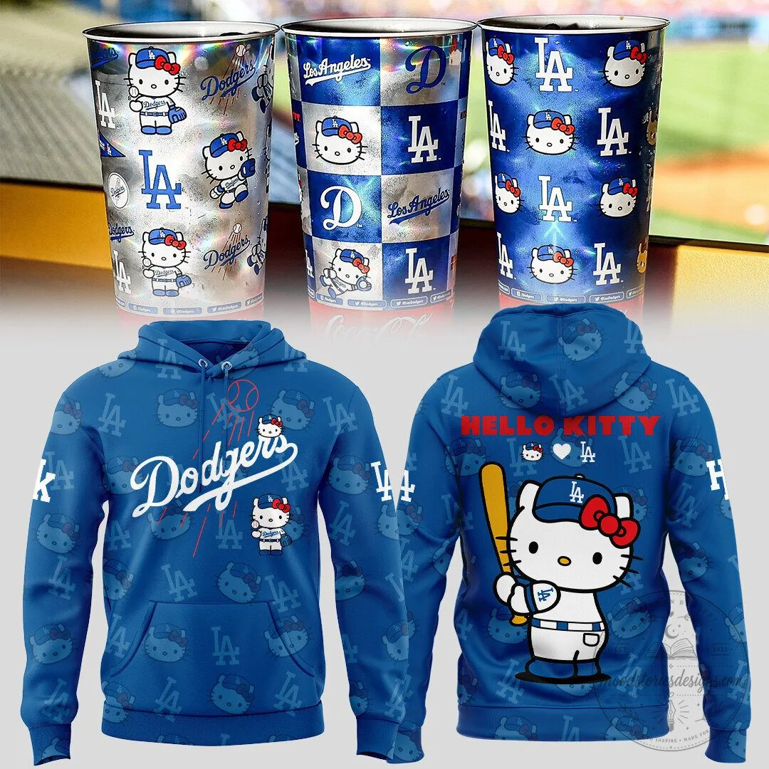 Hello Kitty Baseball Hoodie for Los Angeles Dodgers Fans 1 Hello Kitty Baseball Hoodie for Los Angeles Dodgers Fans