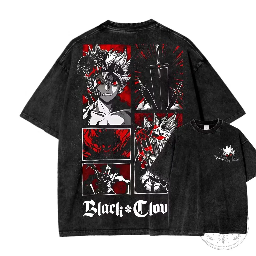 Black Clover Asta Demon Form Anime Manga Washed Graphic T-Shirt