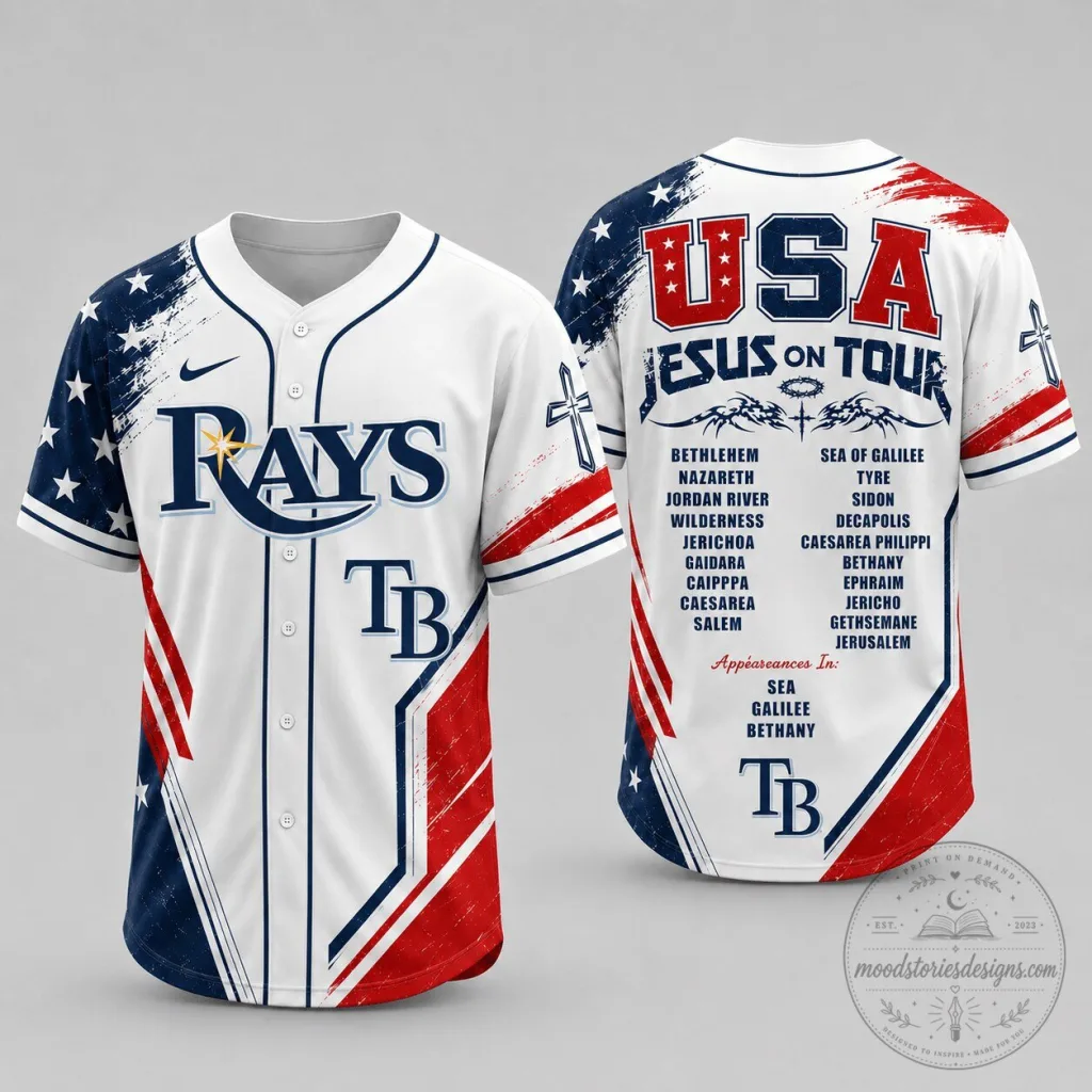 Tampa Bay Rays Baseball Jesus On Tour White Premium Baseball Jersey Tampa Bay Rays Baseball Jesus On Tour White Premium Baseball Jersey