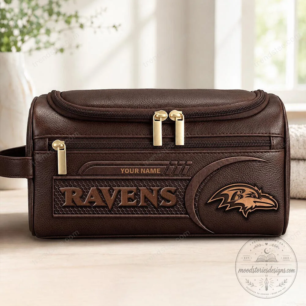 Baltimore Ravens Personalized Leather Toiletry Bag for Men 2 Baltimore Ravens Personalized Leather Toiletry Bag for Men
