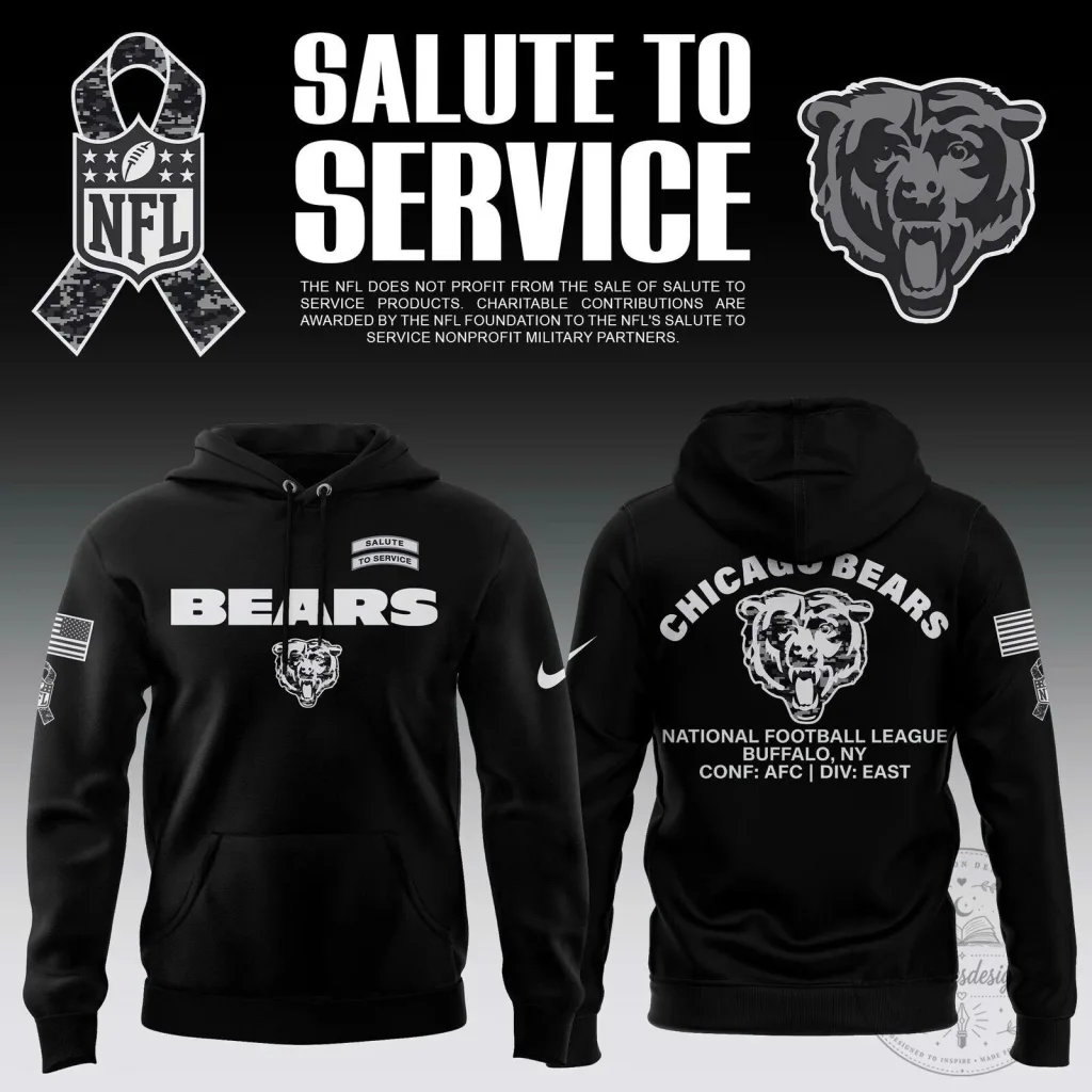 Chicago Bears Salute To Service Black NFL Football Team Hoodie Chicago Bears Salute To Service Black NFL Football Team Hoodie