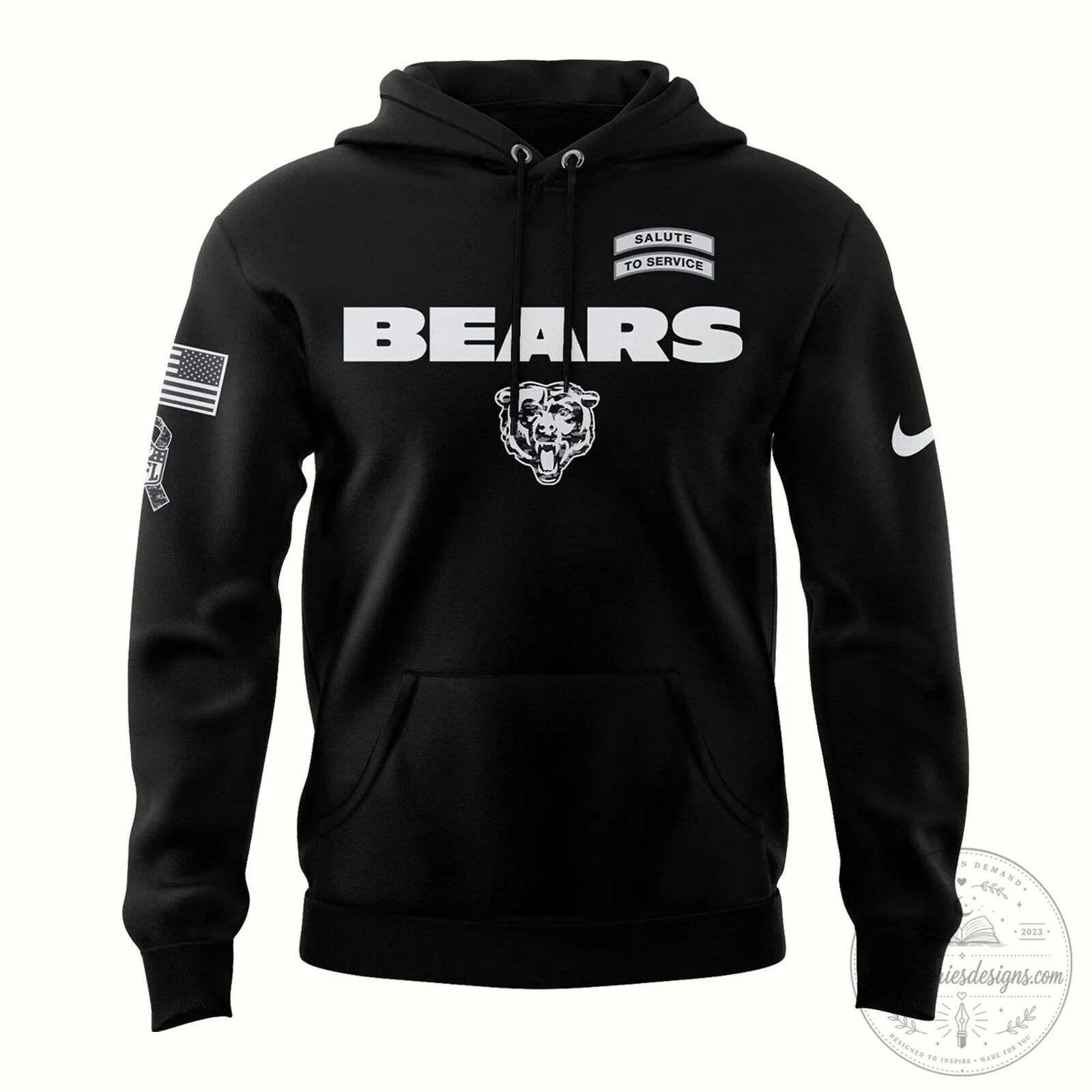 Chicago Bears Salute To Service Black NFL Football Team Hoodie 8 Chicago Bears Salute To Service Black NFL Football Team Hoodie