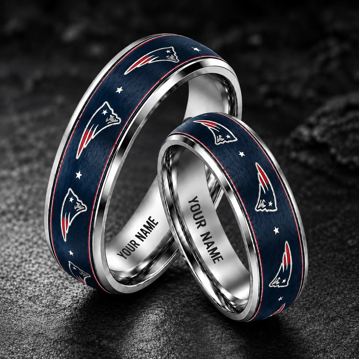 New England Patriots Personalized Silver Tungsten Ring for Football Fans 5 New England Patriots Personalized Silver Tungsten Ring for Football Fans